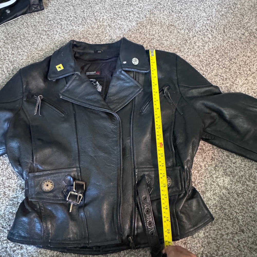 LeatherKing Women's Large Black Full Zip Leather Jacket Motorcycle Thinsulate 3M - Picture 8 of 9